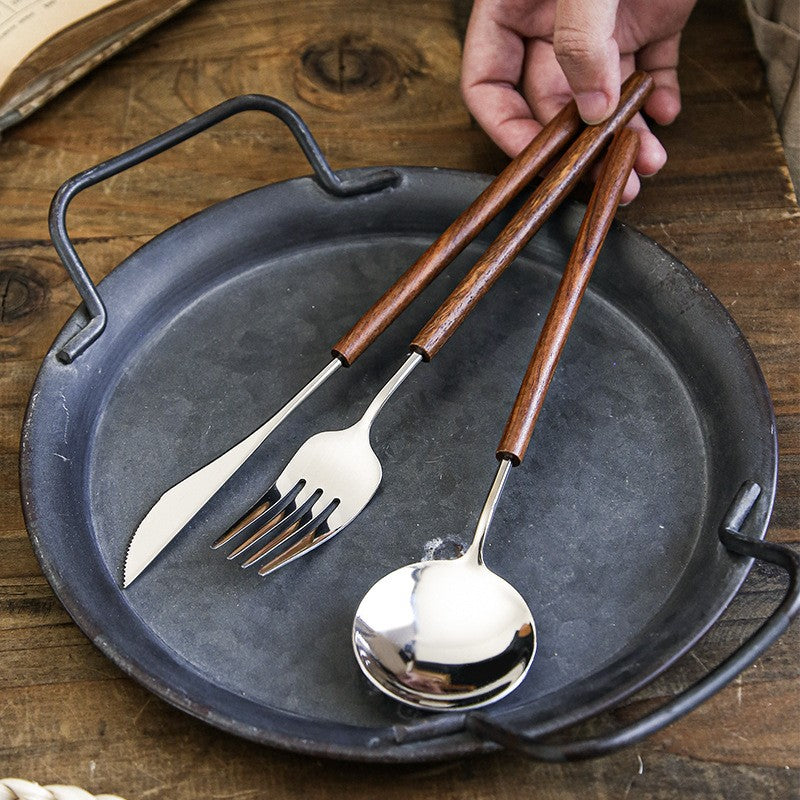 Arlonis — Rosewood Handle Flatware Set with Stainless Steel Durability