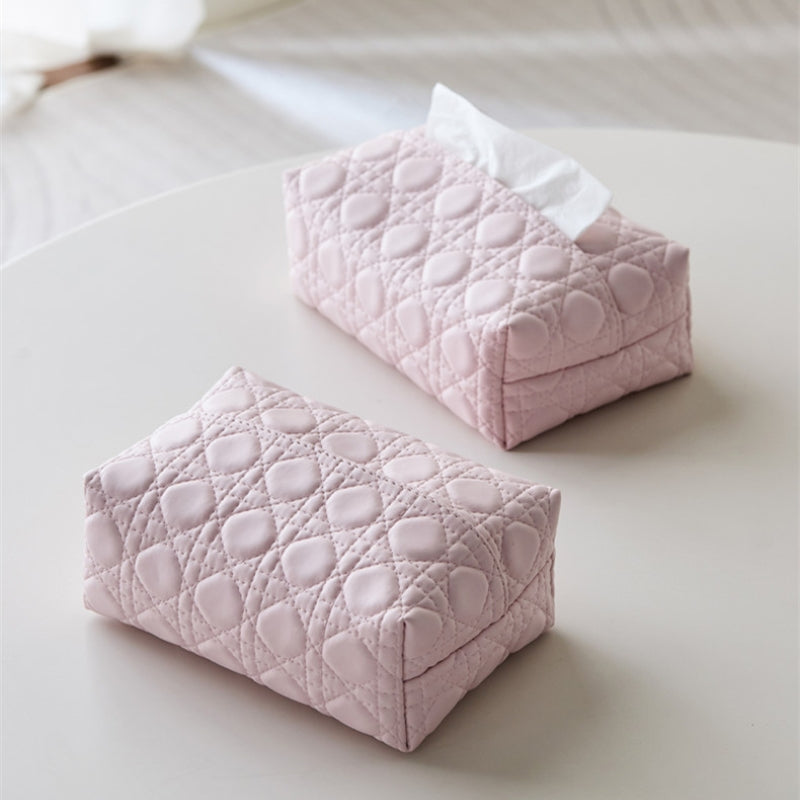 Velora — Quilted Faux Leather Tissue Holder with Modern Design