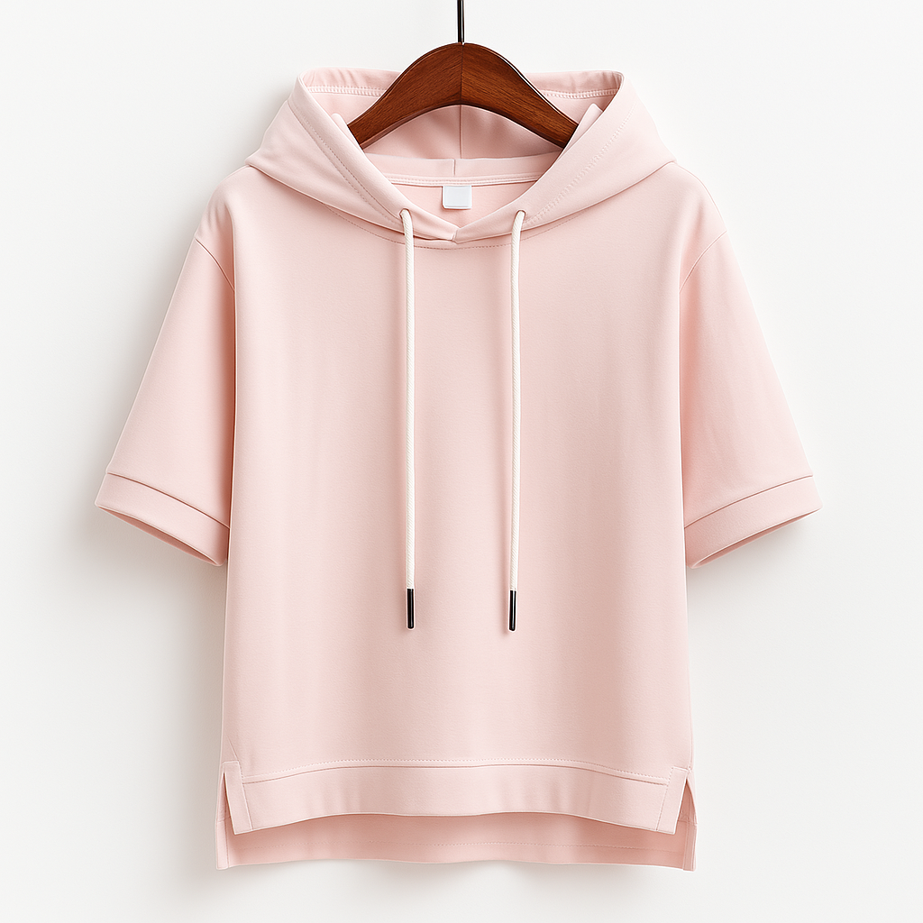 Fintan — Lightweight Short-Sleeve Cotton Blend Hoodie with Adjustable Hood