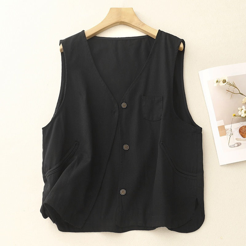 Soren Vest — Lightweight Cotton Linen Vest with Spacious Pockets