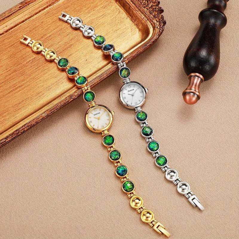 Marlenza — Green Opal Gemstone Watch with Sculptural Link Bracelet