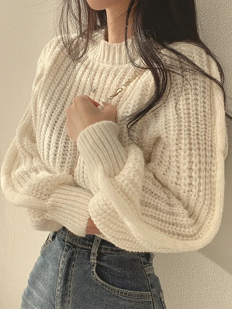 Liora — Vintage Lantern Sleeve Sweater with Loose Fit for Women