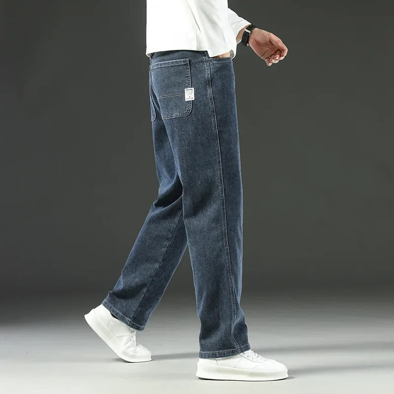 Levaro — Men's Relaxed Straight-Leg Vintage Wash Jeans