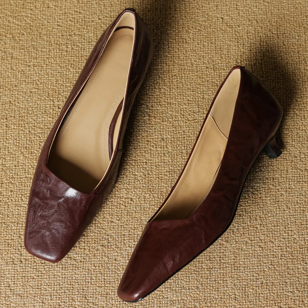 Alaris — Genuine Leather Kitten Heel Pumps with Cushioned Insole