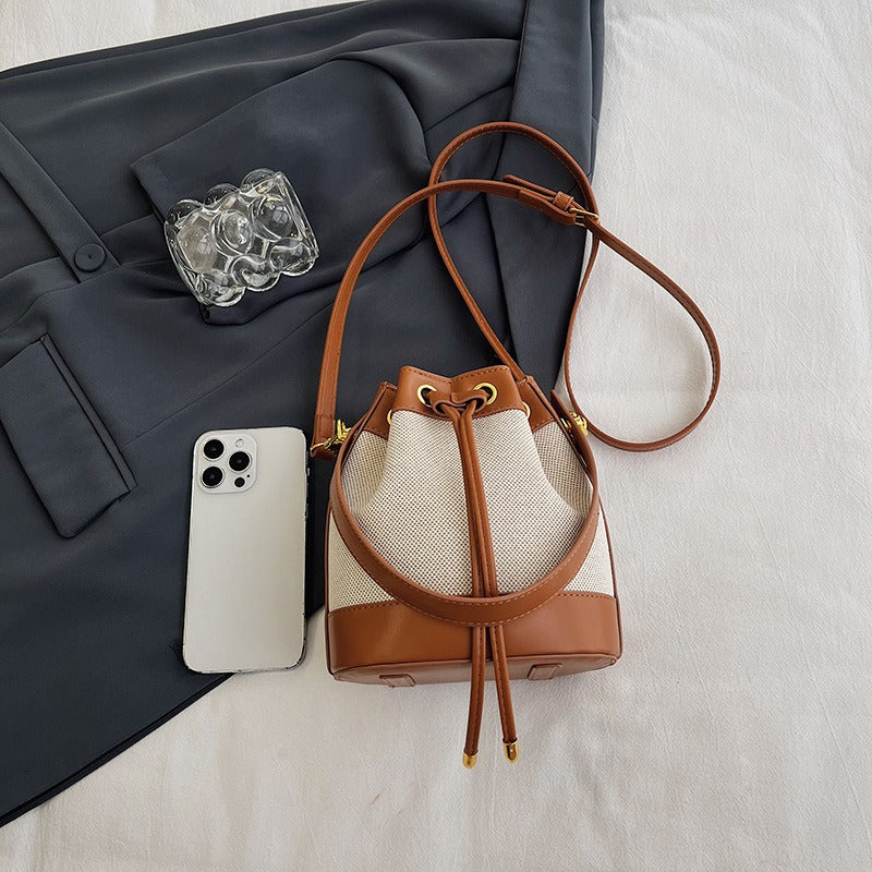 Oslen Canvas Bucket Bag — Lightweight Vegan Leather Trim Tote