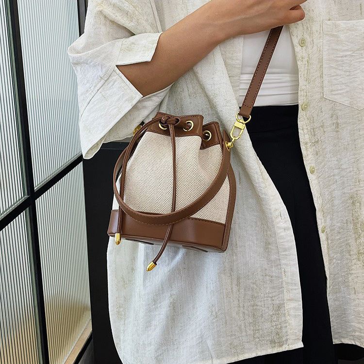 Oslen Canvas Bucket Bag — Lightweight Vegan Leather Trim Tote