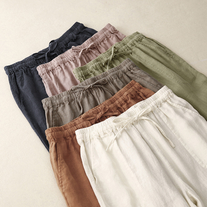 Elowen Linen Pants — Lightweight Breathable Pants with Adjustable Waist