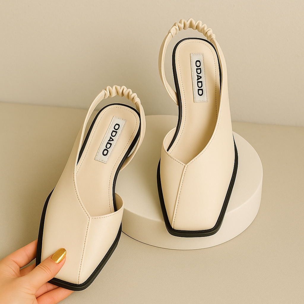 Renleya — Sculptural Slingback Flats with Eco Leather Upper