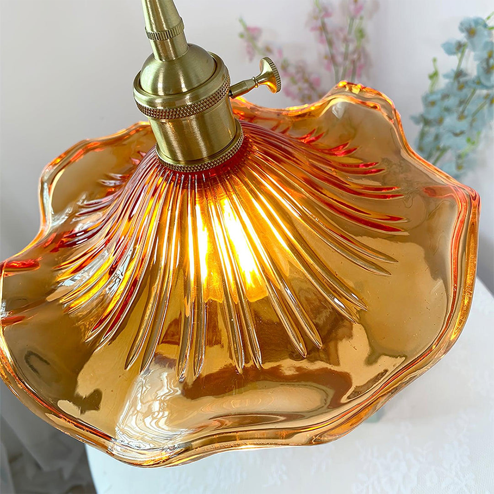 Liora — Floral Glass LED Pendant Light with Warm Glow