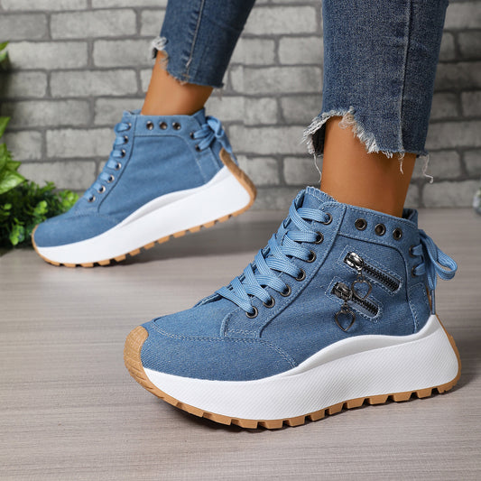 Avenzea — Women's Denim Sneakers with Chunky Platform Sole