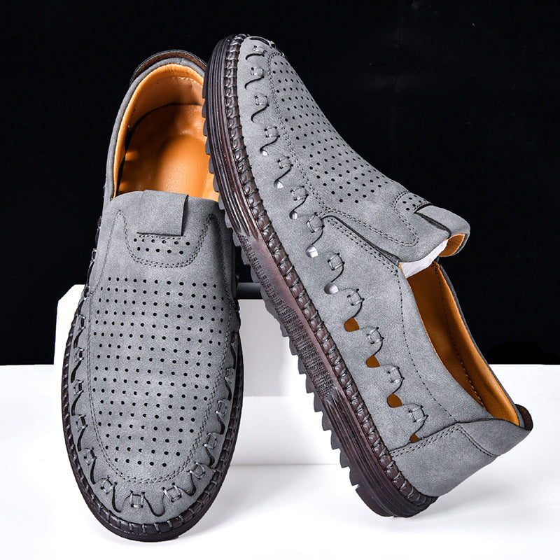 Tarenzo — Men's Full-Grain Cowhide Leather Slip-On Shoes with Breathable Vents