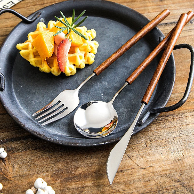 Arlonis — Rosewood Handle Flatware Set with Stainless Steel Durability