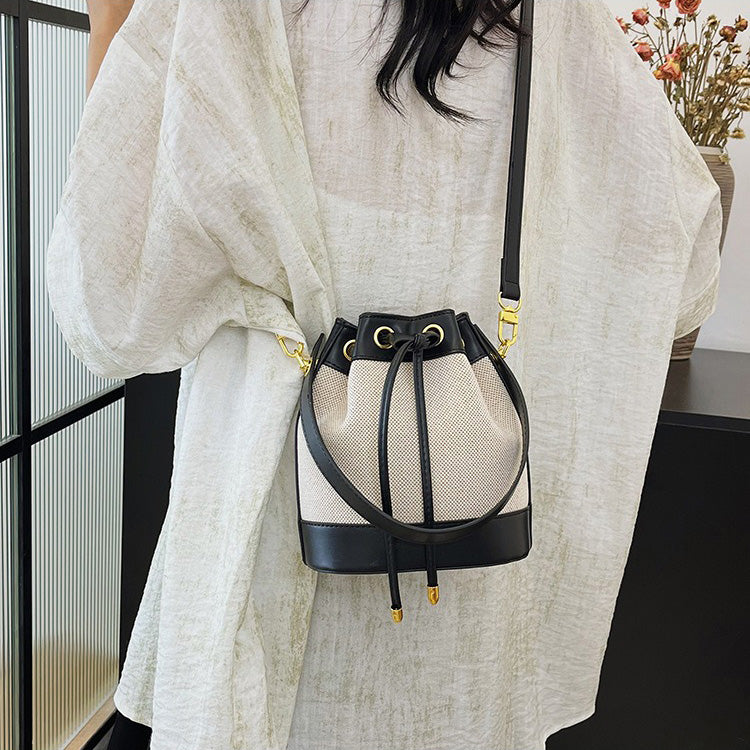 Oslen Canvas Bucket Bag — Lightweight Vegan Leather Trim Tote