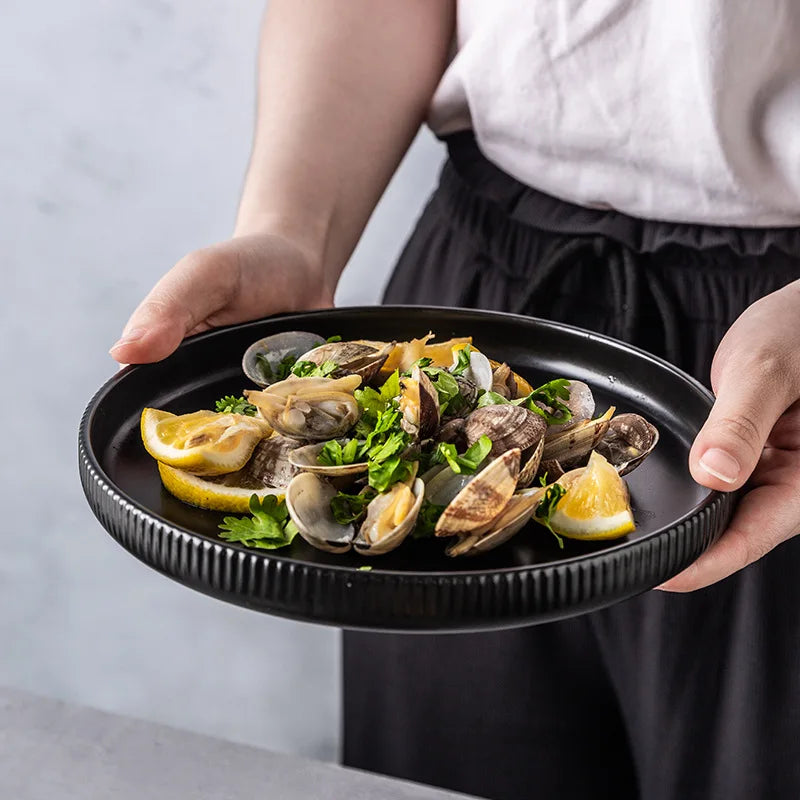 Caldara — Ribbed Ceramic Dinnerware Set with Matte Finish
