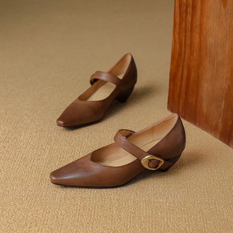 Liora — Genuine Leather Mary Jane Pumps with Cushioned Comfort