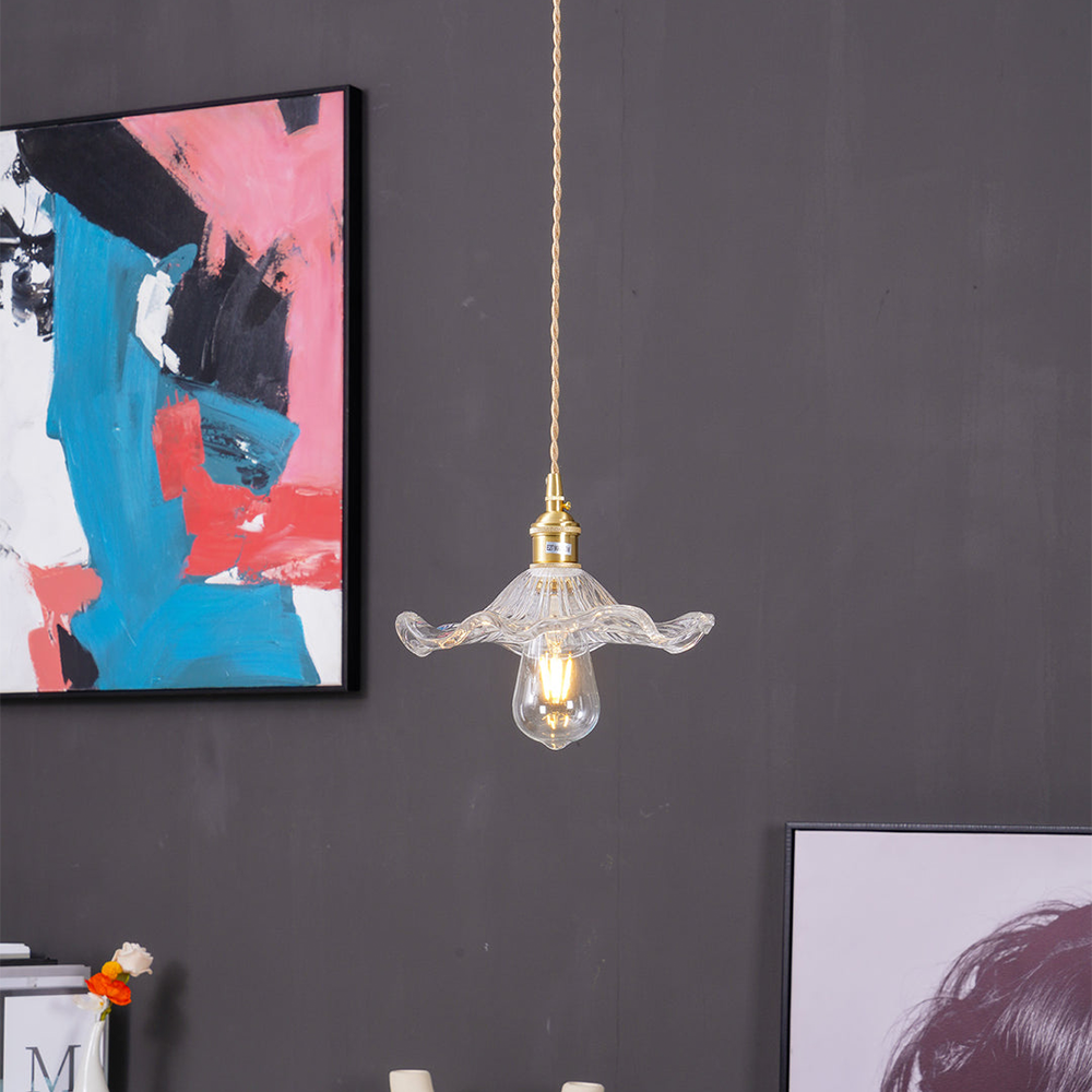Liora — Floral Glass LED Pendant Light with Warm Glow
