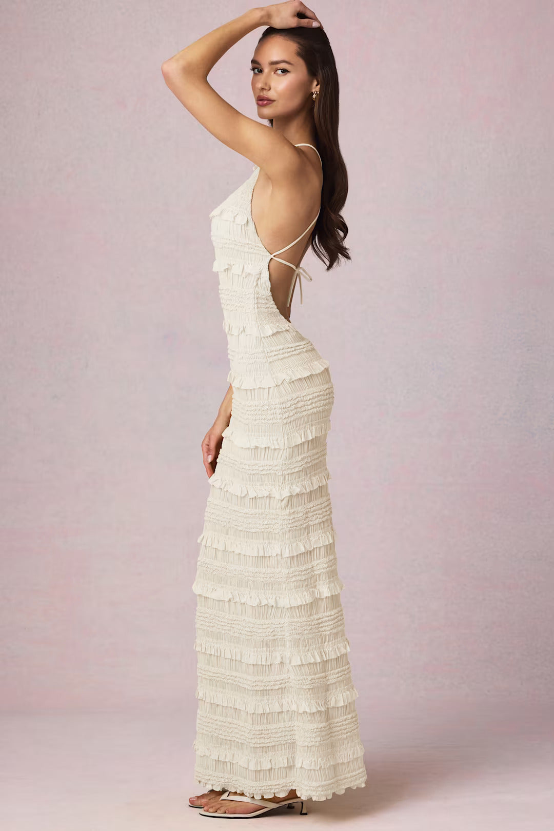 Clarellea — Halter Neck Maxi Dress with Ruffled Open Back
