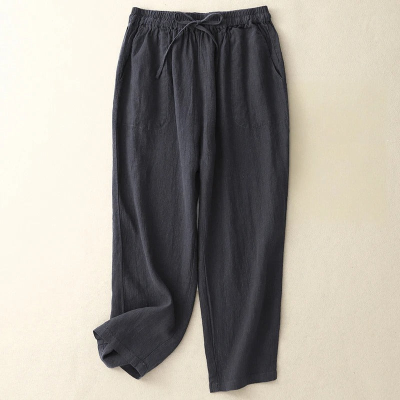Elowen Linen Pants — Lightweight Breathable Pants with Adjustable Waist