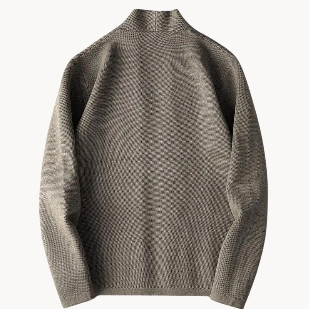 Larken Knit Cardigan — Slim-Fit Polyester Blend Sweater for Cooler Days