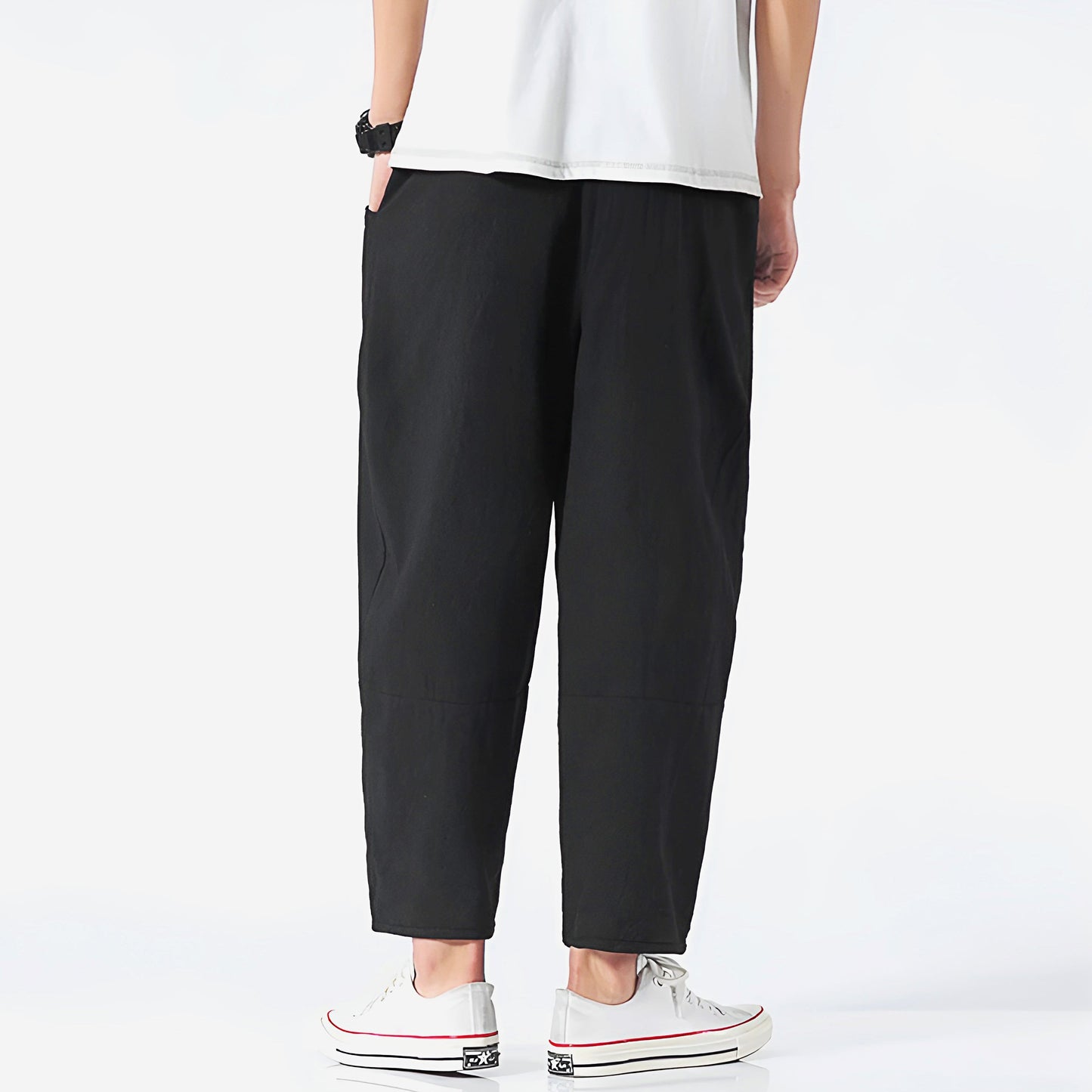 Eryndor Cropped Pants — Breathable Cotton-Linen Relaxed Fit with Drawstring Waist