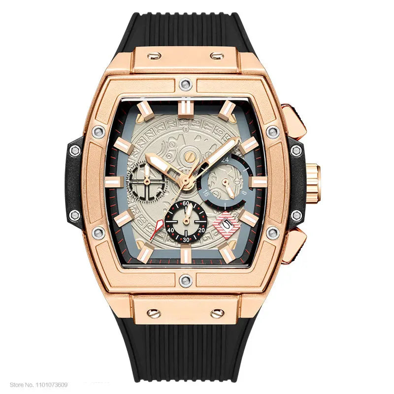 Azore — Aztec-Inspired Chronograph Watch with Silicone Strap