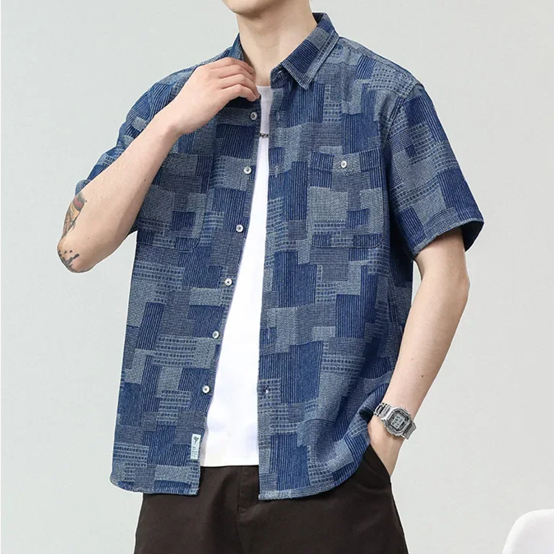 Lomell Shirt — Lightweight Checkered Cotton Blend with Dual Pockets