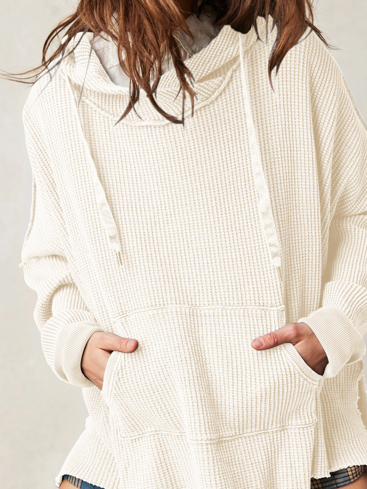Soarion Waffle Hoodie — Oversized Soft Knit Pullover with Adjustable Hood