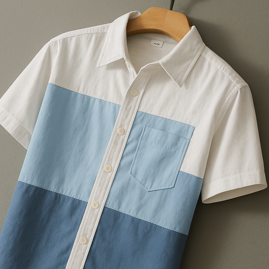 Sterlinis — Men’s Cotton Colorblock Shirt with Tailored Fit