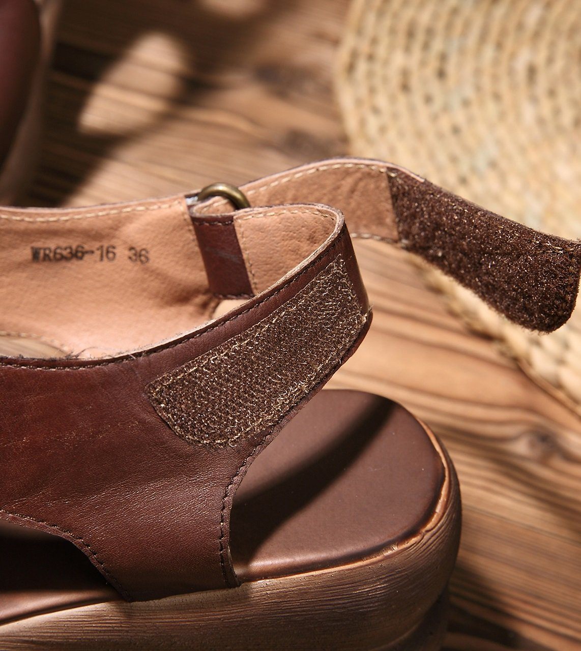 Kintara Wedge Sandals Khaki/Coffee Leather Platforms X-Strap Sandals