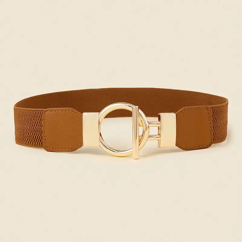 Jarin Belt — Stretch Waist Belt with Gold-Tone Circle Buckle