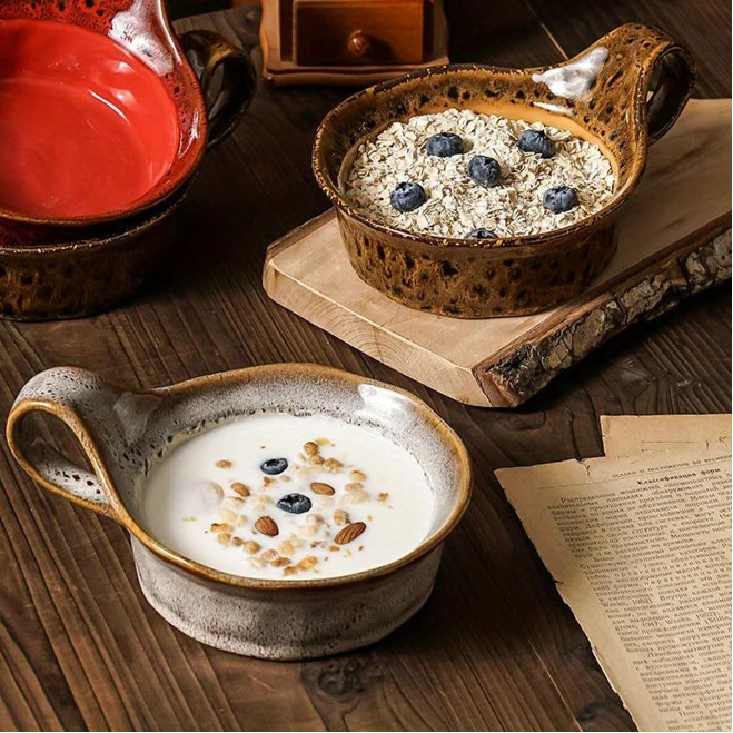 Lioren — Handcrafted Rustic Ceramic Oatmeal Bowl with Glazed Finish