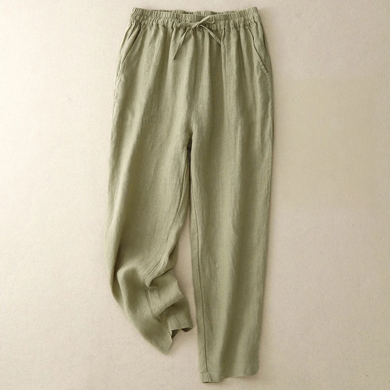Elowen Linen Pants — Lightweight Breathable Pants with Adjustable Waist