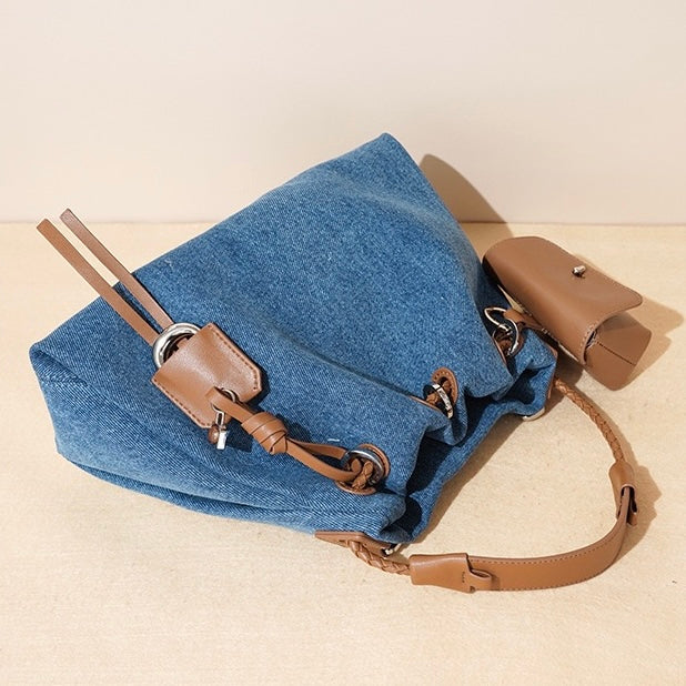 Arlenis — Women’s Genuine Leather and Denim Patchwork Hobo Bag
