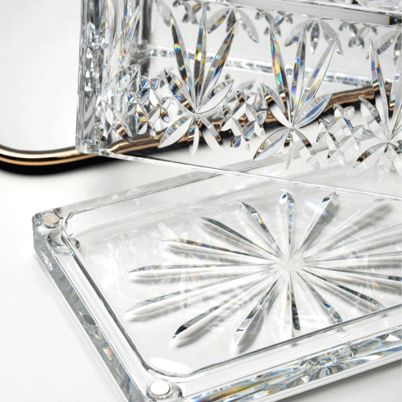 Valen — Faceted Acrylic Tissue Box with Crystal Detailing