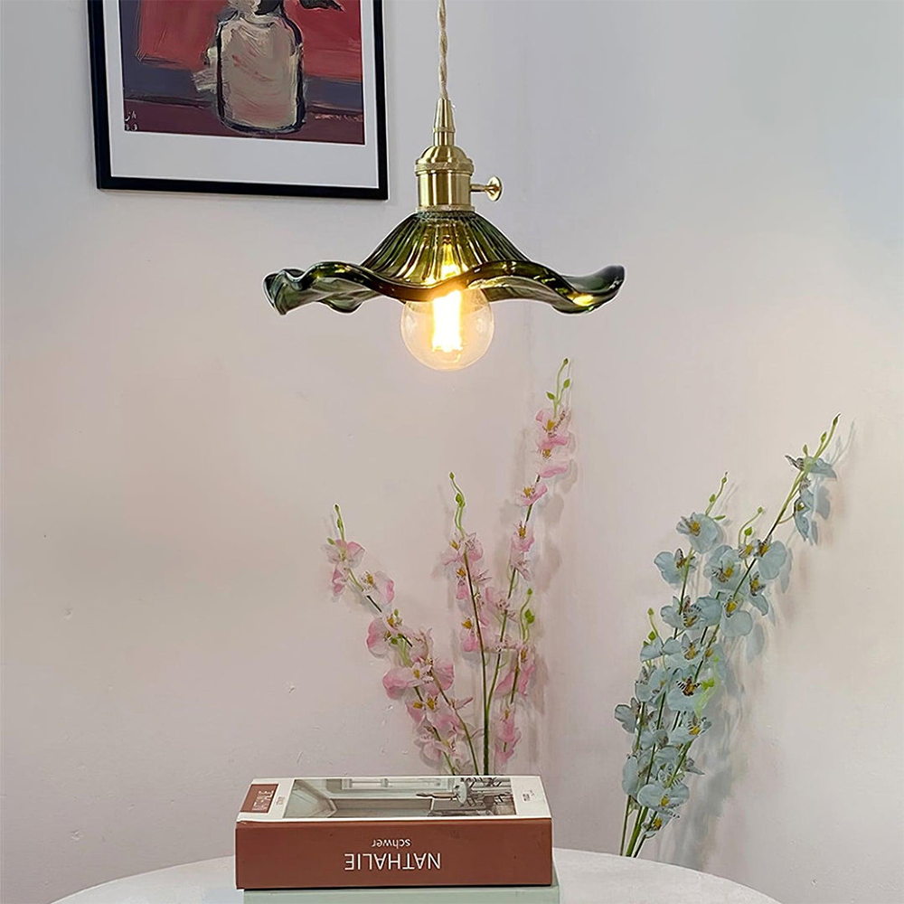 Liora — Floral Glass LED Pendant Light with Warm Glow