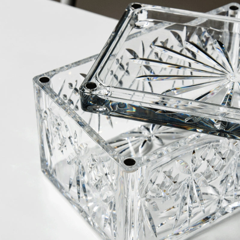 Valen — Faceted Acrylic Tissue Box with Crystal Detailing