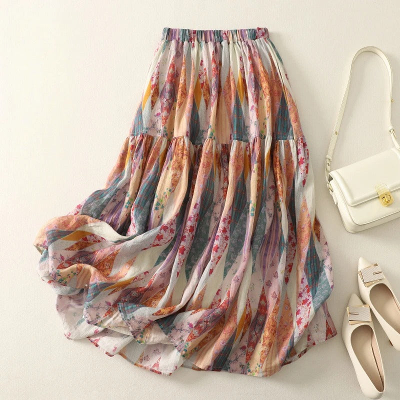 Liora — Women's Lightweight Linen Skirt with Elegant Folds and Vibrant Colors