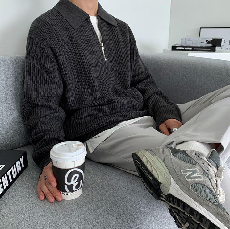 Norla — Knitted Half-Zip Sweater with Adjustable Collar