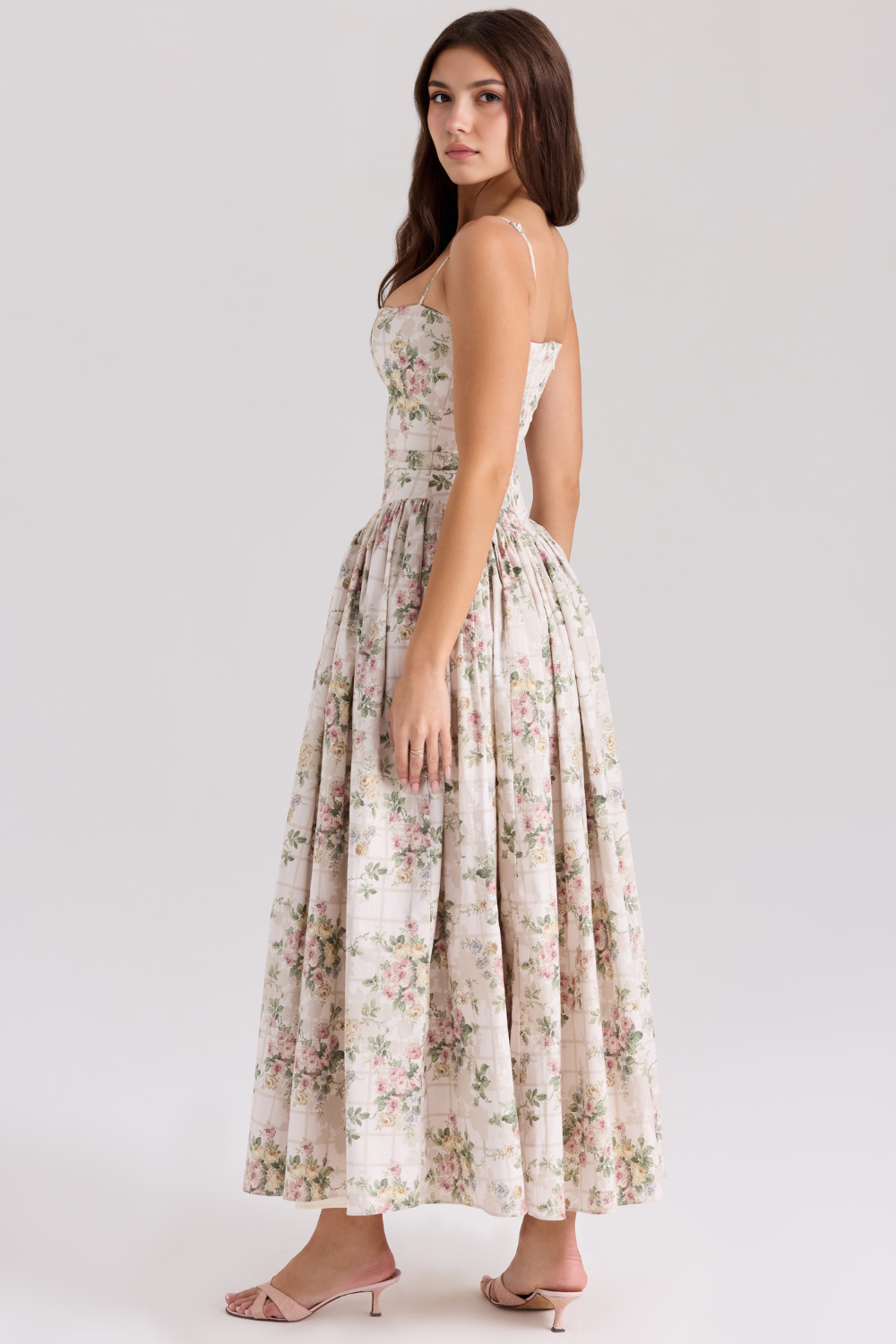 Norla — Cotton Midi Sundress with Vintage Rose Print