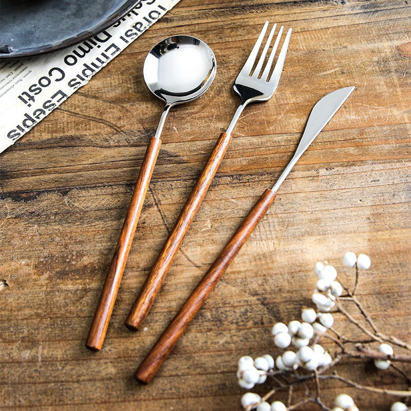 Arlonis — Rosewood Handle Flatware Set with Stainless Steel Durability