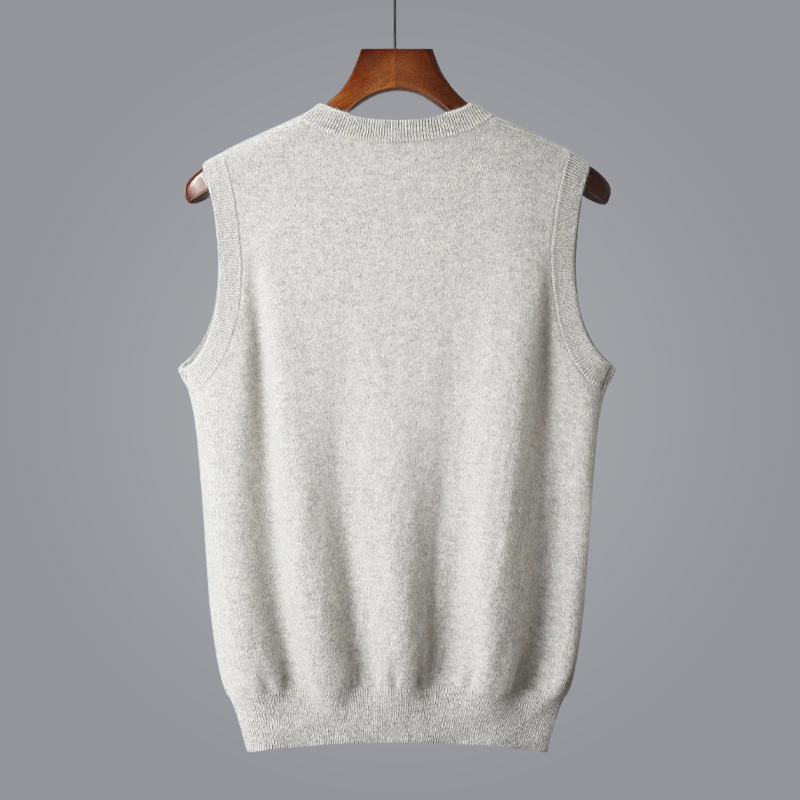 Lioren — Pure Cashmere V-Neck Vest with Tailored Fit