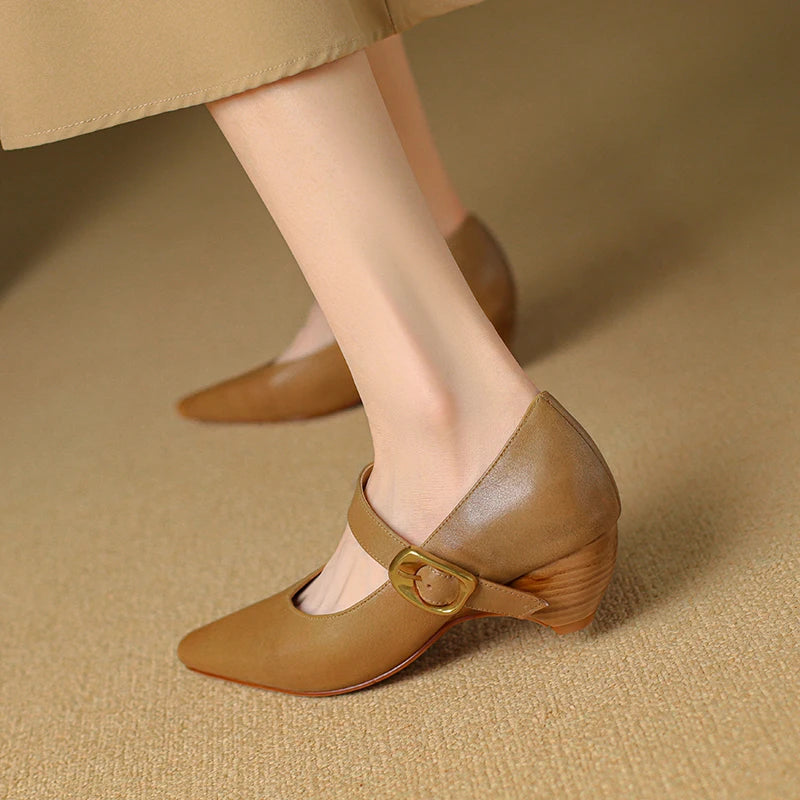 Liora — Genuine Leather Mary Jane Pumps with Cushioned Comfort