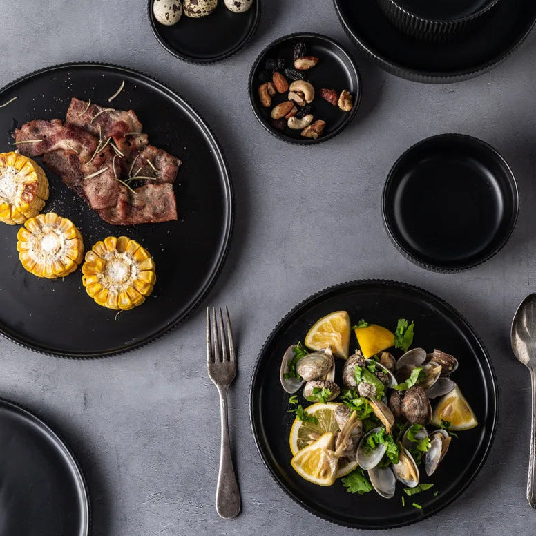 Caldara — Ribbed Ceramic Dinnerware Set with Matte Finish