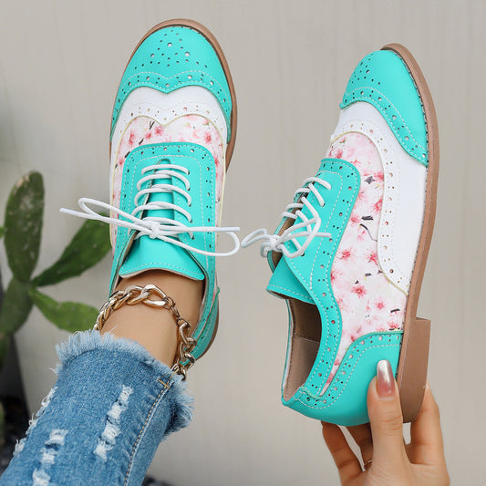Renly Pastela — Pastel Brogue Oxfords with Floral Accents