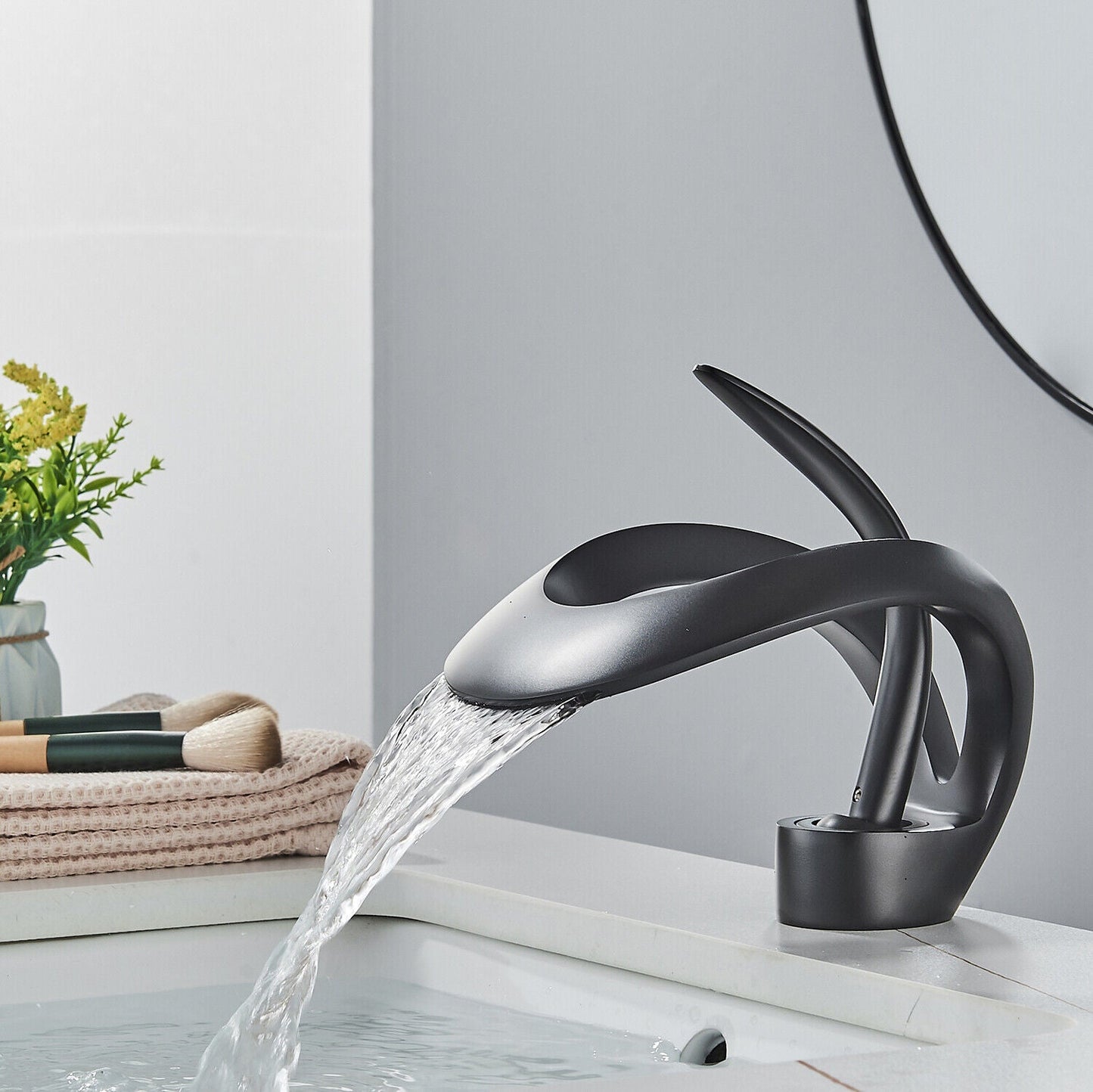 Odda — Modern Waterfall Bathroom Sink Faucet with Single Lever Design