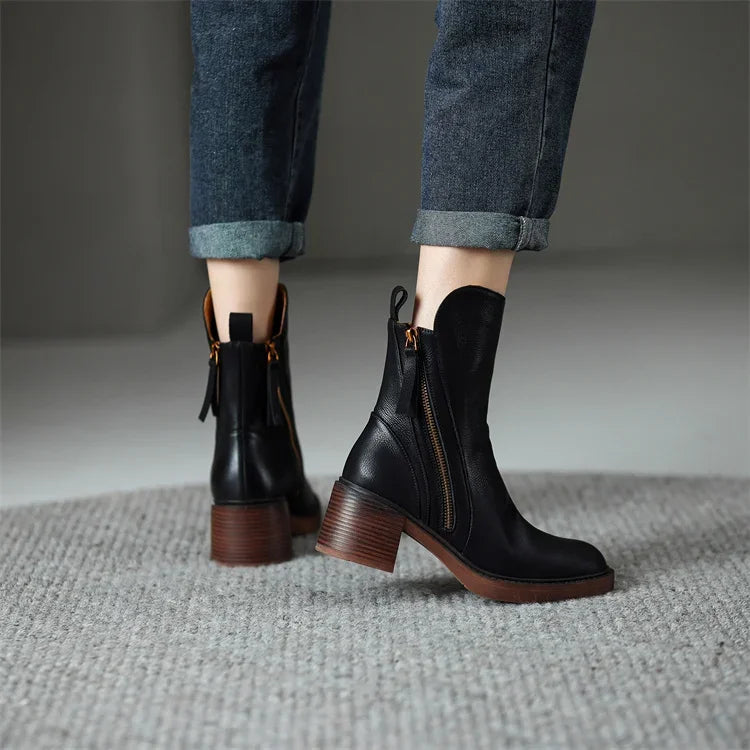 Elevon — Vegan Leather Ankle Boots with Double Side Zippers