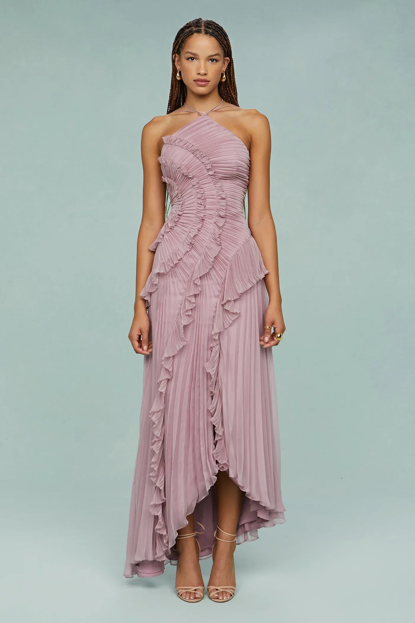 Zurvix – Sculpted pleats – One-shoulder midi dress