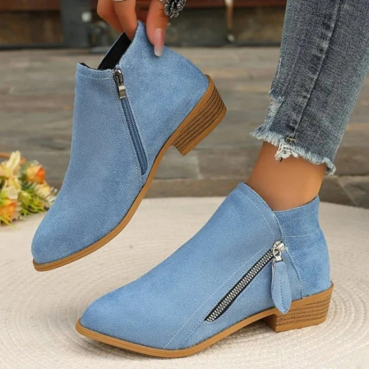 Elara Slip-On Ankle Boots — Durable Comfortable Shoes with Side Zipper