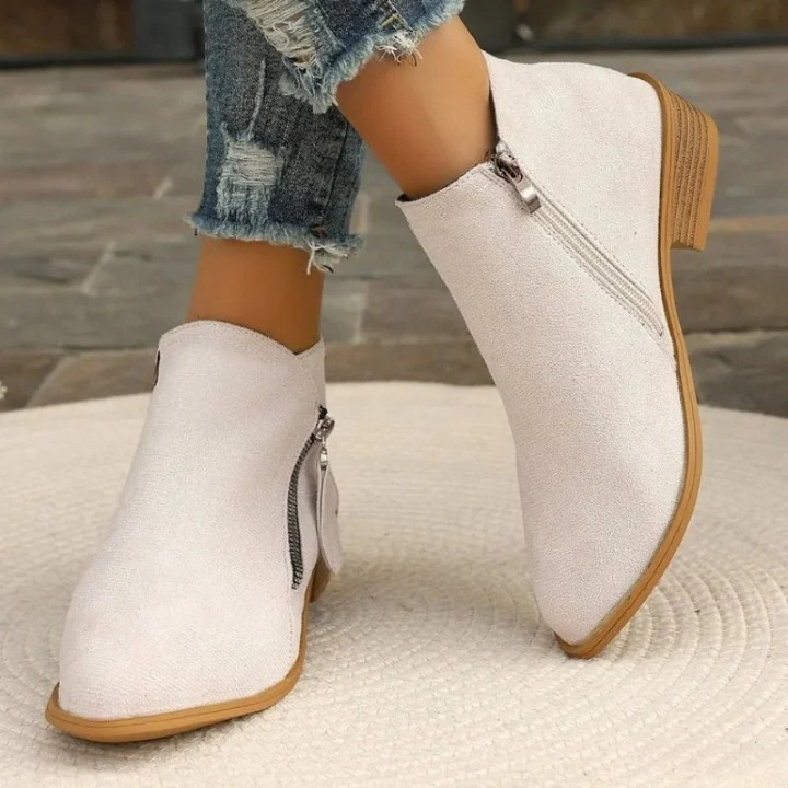 Elara Slip-On Ankle Boots — Durable Comfortable Shoes with Side Zipper