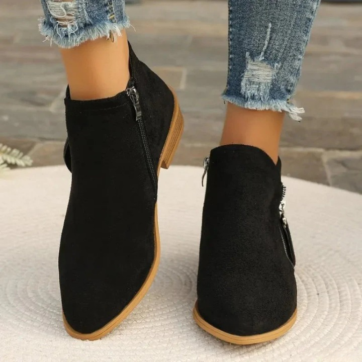 Elara Slip-On Ankle Boots — Durable Comfortable Shoes with Side Zipper